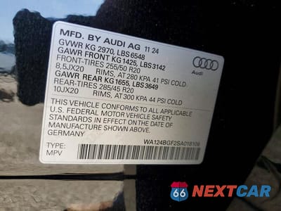 Zdjęcie 13 z 13 samochodu: 2025 AUDI Q6 E-TRON PREMIUM PLUS VIN:WA124BGF2SA018106 - miniatura