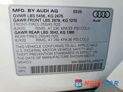 Zdjęcie 12 z 12 samochodu: 2020 AUDI Q5 PREMIUM PLUS VIN:WA1BNAFY5L2085076 - miniatura
