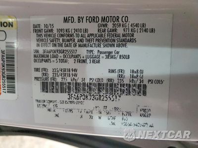 Zdjęcie 12 z 13 samochodu: 2016 FORD FUSION TITANIUM VIN:3FA6P0K93GR255517 - miniatura