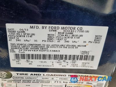 Zdjęcie 12 z 12 samochodu: 2013 FORD F150 SUPERCREW VIN:1FTFW1EFXDFC33883 - miniatura