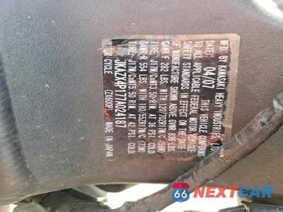 Zdjęcie 9 z 9 samochodu: 2007 KAWASAKI ZX600 P VIN:JKAZX4P177A024187 - miniatura