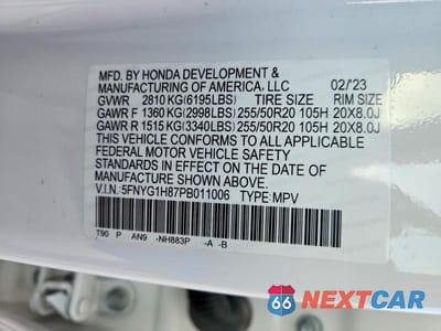 Zdjęcie 13 z 13 samochodu: 2023 HONDA PILOT ELITE VIN:5FNYG1H87PB011006 - miniatura