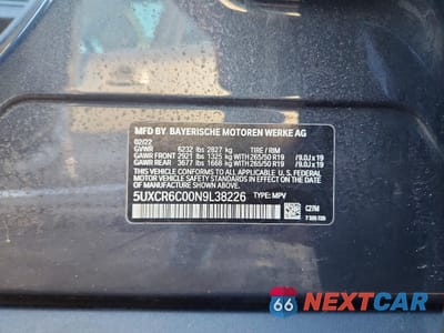 Zdjęcie 13 z 13 samochodu: 2022 BMW X5 XDRIVE40I VIN:5UXCR6C00N9L38226 - miniatura