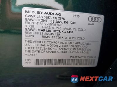 Zdjęcie 14 z 14 samochodu: 2020 AUDI Q5 E PREMIUM PLUS VIN:WA1E2AFY1L2093410 - miniatura