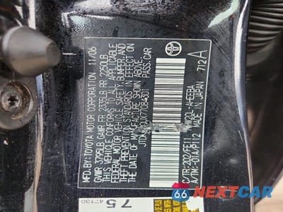 Zdjęcie 12 z 12 samochodu: 2007 TOYOTA PRIUS BASE VIN:JTDKB20UX77084301 - miniatura