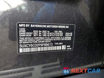 Zdjęcie 13 z 13 samochodu: 2023 BMW X6 XDRIVE40I VIN:5UXCY6C02P9P88613 - miniatura