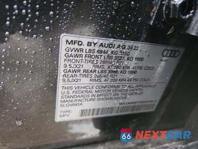 Zdjęcie 13 z 13 samochodu: 2022 AUDI SQ7 PREMIUM PLUS VIN:WA1AWBF7XND016512 - miniatura