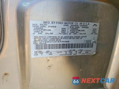 Zdjęcie 12 z 12 samochodu: 2001 FORD F-150 VIN:1FTRW07L81KA90283 - miniatura