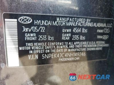 Zdjęcie 12 z 12 samochodu: 2022 HYUNDAI SONATA N LINE VIN:5NPEK4JC4NH149246 - miniatura