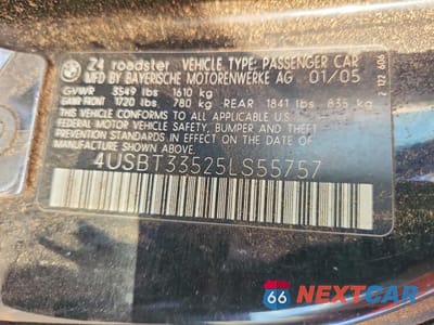 Zdjęcie 12 z 12 samochodu: 2005 BMW Z4 2.5 VIN:4USBT33525LS55757 - miniatura