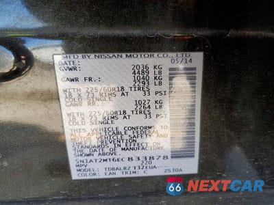 Zdjęcie 12 z 12 samochodu: 2014 NISSAN ROGUE SL VIN:5N1AT2MT6EC833878 - miniatura