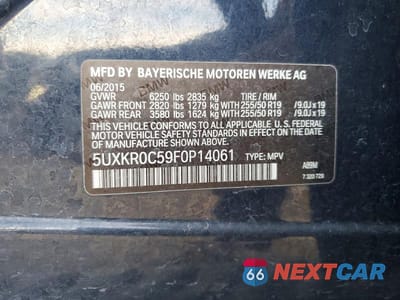 Zdjęcie 13 z 13 samochodu: 2015 BMW X5 XDRIVE35I VIN:5UXKR0C59F0P14061 - miniatura
