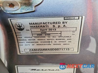 Zdjęcie 13 z 13 samochodu: 2013 MASERATI GRANTURISMO S VIN:ZAM45MMA0D0071715 - miniatura