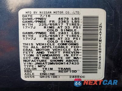 Zdjęcie 13 z 13 samochodu: 2016 NISSAN ROGUE S VIN:JN8AT2MV8GW147420 - miniatura
