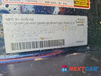 Zdjęcie 12 z 12 samochodu: 2012 AUDI A3 PREMIUM VIN:WAUBJAFM0CA089652 - miniatura