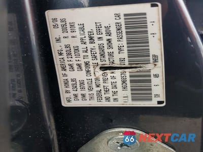 Zdjęcie 12 z 12 samochodu: 2006 HONDA ACCORD EX VIN:1HGCM66576A064192 - miniatura