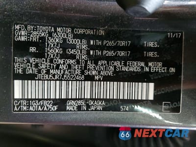 Zdjęcie 13 z 13 samochodu: 2018 TOYOTA 4RUNNER SR5 VIN:JTEBU5JR7J5522468 - miniatura