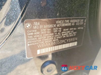 Zdjęcie 12 z 12 samochodu: 2009 BMW 750 LI VIN:WBAKB83539CY59374 - miniatura