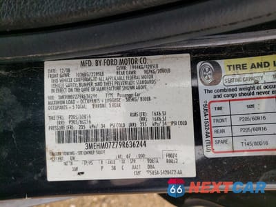 Zdjęcie 12 z 12 samochodu: 2009 MERCURY MILAN VIN:3MEHM07Z79R636244 - miniatura