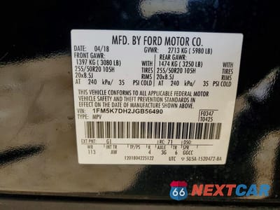 Zdjęcie 12 z 12 samochodu: 2018 FORD EXPLORER XLT VIN:1FM5K7DH2JGB56490 - miniatura