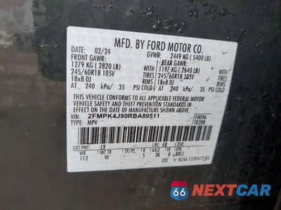 Zdjęcie 13 z 13 samochodu: 2024 FORD EDGE SEL VIN:2FMPK4J90RBA89511 - miniatura
