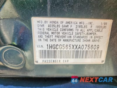 Zdjęcie 12 z 12 samochodu: 1999 HONDA ACCORD EX VIN:1HGCG565XXA075609 - miniatura