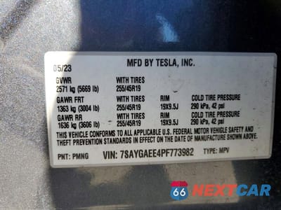 Zdjęcie 13 z 13 samochodu: 2023 TESLA MODEL Y VIN:7SAYGAEE4PF773982 - miniatura