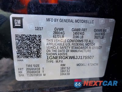 Zdjęcie 13 z 13 samochodu: 2018 CHEVROLET TRAVERSE LT VIN:1GNERGKW6JJ175507 - miniatura