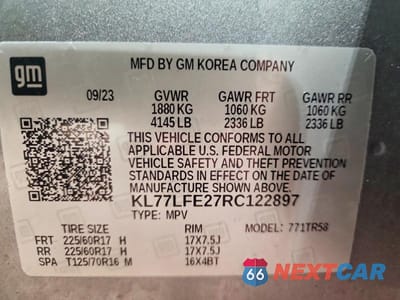 Zdjęcie 13 z 13 samochodu: 2024 CHEVROLET TRAX LS VIN:KL77LFE27RC122897 - miniatura