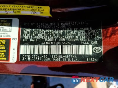 Zdjęcie 13 z 13 samochodu: 2013 TOYOTA AVALON LIMITED VIN:4T1BK1EB2DU055224 - miniatura