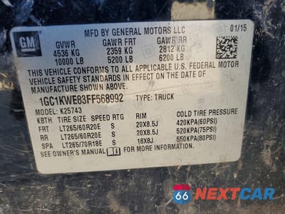 Zdjęcie 12 z 12 samochodu: 2015 CHEVROLET SILVERADO K2500 HEAVY DUTY LTZ VIN:1GC1KWE83FF568992 - miniatura