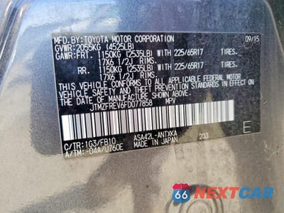 Zdjęcie 13 z 13 samochodu: 2015 TOYOTA RAV4 LE VIN:JTMZFREV6FD077858 - miniatura