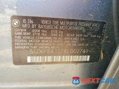 Zdjęcie 13 z 13 samochodu: 2008 BMW X5 3.0I VIN:5UXFE43578L002749 - miniatura