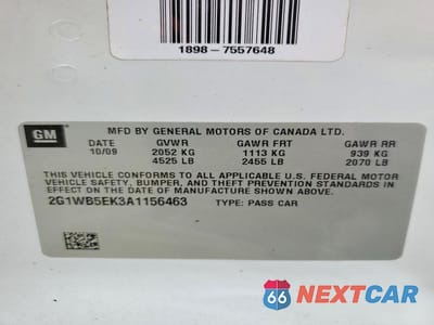Zdjęcie 12 z 12 samochodu: 2010 CHEVROLET IMPALA LT VIN:2G1WB5EK3A1156463 - miniatura