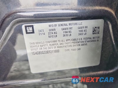 Zdjęcie 12 z 12 samochodu: 2014 BUICK LACROSSE VIN:1G4GB5G33EF211800 - miniatura