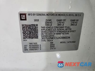 Zdjęcie 13 z 13 samochodu: 2018 GMC SIERRA K1500 SLT VIN:3GTU2NEC1JG598334 - miniatura
