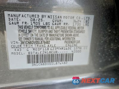 Zdjęcie 13 z 13 samochodu: 2025 NISSAN VERSA S VIN:3N1CN8DV0SL876482 - miniatura