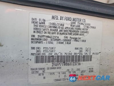 Zdjęcie 12 z 12 samochodu: 2006 FORD CROWN VICTORIA POLICE INTERCEPTOR VIN:2FAFP71W86X123756 - miniatura