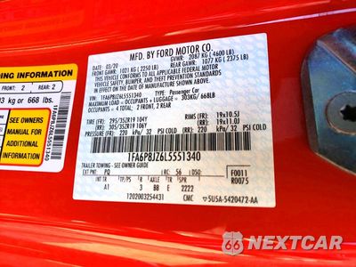 Zdjęcie 12 z 12 samochodu: 2020 FORD MUSTANG SHELBY GT350 VIN:1FA6P8JZ6L5551340 - miniatura