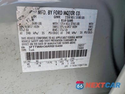 Zdjęcie 12 z 12 samochodu: 2024 FORD MAVERICK XLT VIN:3FTTW8H36RRB16499 - miniatura