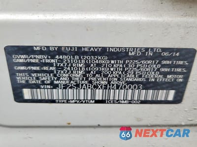Zdjęcie 13 z 13 samochodu: 2015 SUBARU FORESTER 2.5I VIN:JF2SJABCXFH470003 - miniatura