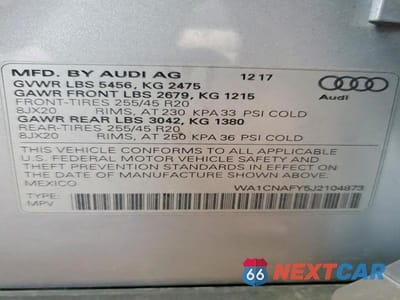 Zdjęcie 13 z 13 samochodu: 2018 AUDI Q5 PRESTIGE VIN:WA1CNAFY5J2104873 - miniatura