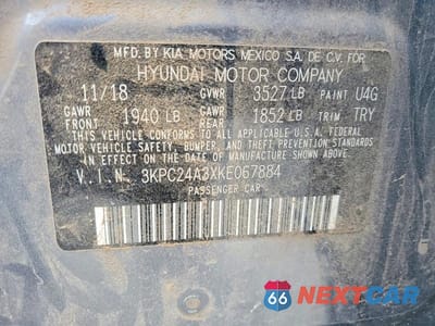 Zdjęcie 12 z 12 samochodu: 2019 HYUNDAI ACCENT SE VIN:3KPC24A3XKE067884 - miniatura