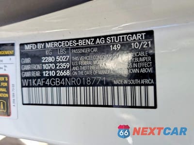 Zdjęcie 12 z 12 samochodu: 2022 MERCEDES-BENZ C 300 VIN:W1KAF4GB4NR018771 - miniatura