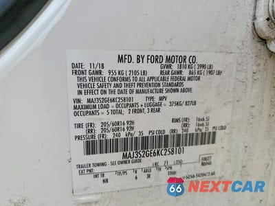 Zdjęcie 12 z 12 samochodu: 2019 FORD ECOSPORT SE VIN:MAJ3S2GE6KC258101 - miniatura
