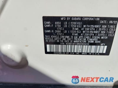 Zdjęcie 12 z 12 samochodu: 2022 SUBARU OUTBACK PREMIUM VIN:4S4BTAFC6N3283433 - miniatura