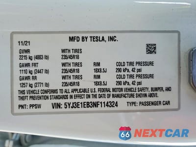 Zdjęcie 12 z 12 samochodu: 2022 TESLA MODEL 3 VIN:5YJ3E1EB3NF114324 - miniatura
