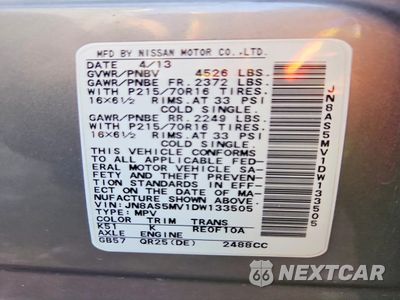 Zdjęcie 13 z 13 samochodu: 2013 NISSAN ROGUE S VIN:JN8AS5MV1DW133505 - miniatura