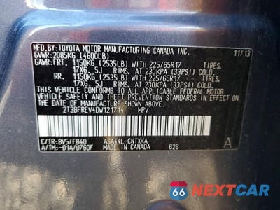 Zdjęcie 13 z 13 samochodu: 2013 TOYOTA RAV4 LE VIN:2T3BFREV4DW121714 - miniatura