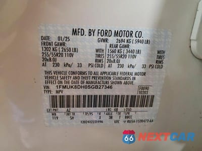 Zdjęcie 12 z 12 samochodu: 2025 FORD EXPLORER ACTIVE VIN:1FMUK8DH0SGB27346 - miniatura
